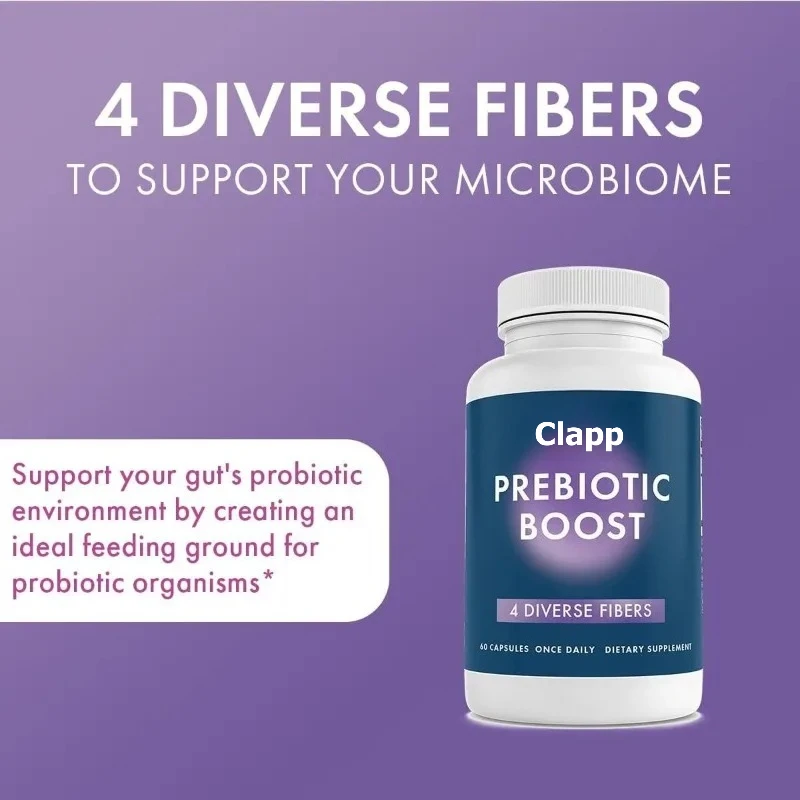 Suplementos de fibra probiótica: mejoran la salud intestinal y el sistema inmunológico que contiene inulina y polvo de pectina de manzana