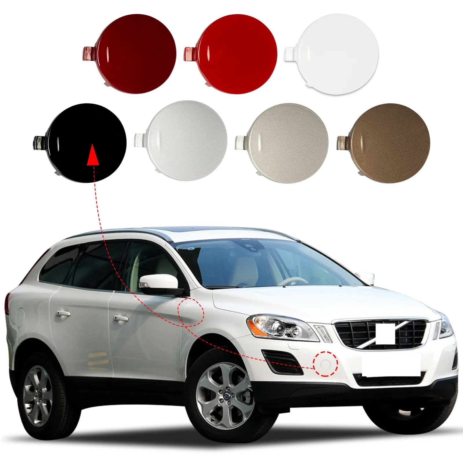 Tapa de la cubierta del gancho de remolque del parachoques delantero, ojo de remolque para VOLVO XC60 2009 2010 2011 2012 2013 39854961 30763409