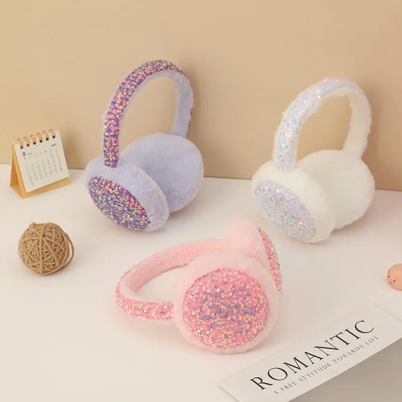 Inverno quente copos de orelha lã proteger anti-congelamento sacos de orelha à prova de vento dobrável engrossado pelúcia orelha quente muffs meninas 4e003