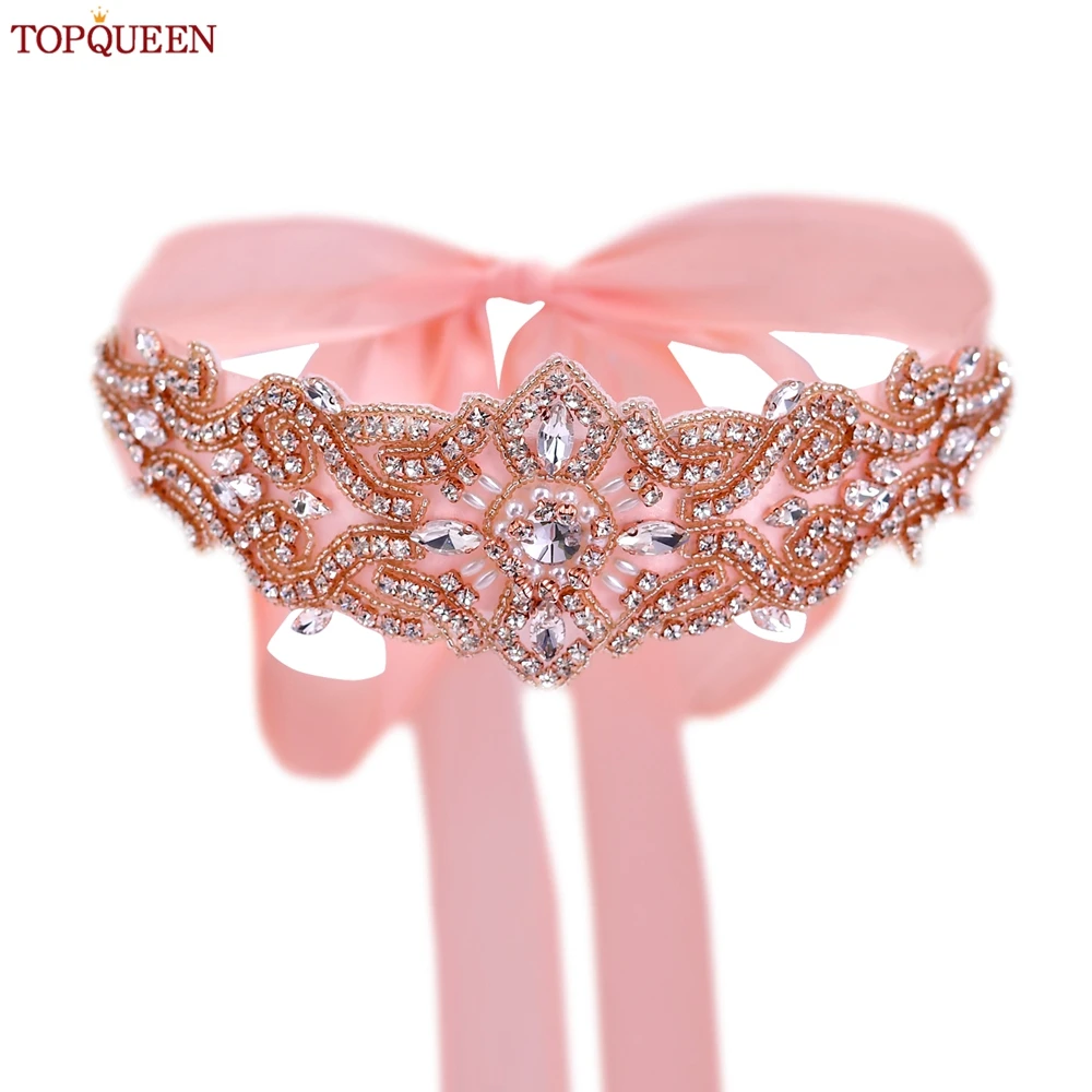 

TOPQUEEN Women's Belt Luxurious Bride Bridal Sash Rhinestone Applique Wedding Accessories for Evening Party Prom Gown Dress S26