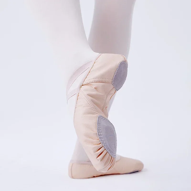 หนังรองเท้าบัลเล่ต์ผู้หญิงบัลเล่ต์เต้นรํารองเท้าแตะเด็กผู้หญิงแยกรองเท้าหนังสําหรับเต้นรํา