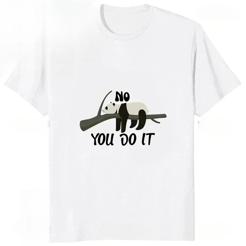 No You Do It Funny Print Tee Kawaii Panda Graphic Casual Short Sleeve Crew Neck Tee Streetwear Hipster Hip Hop Women Graphic Tee