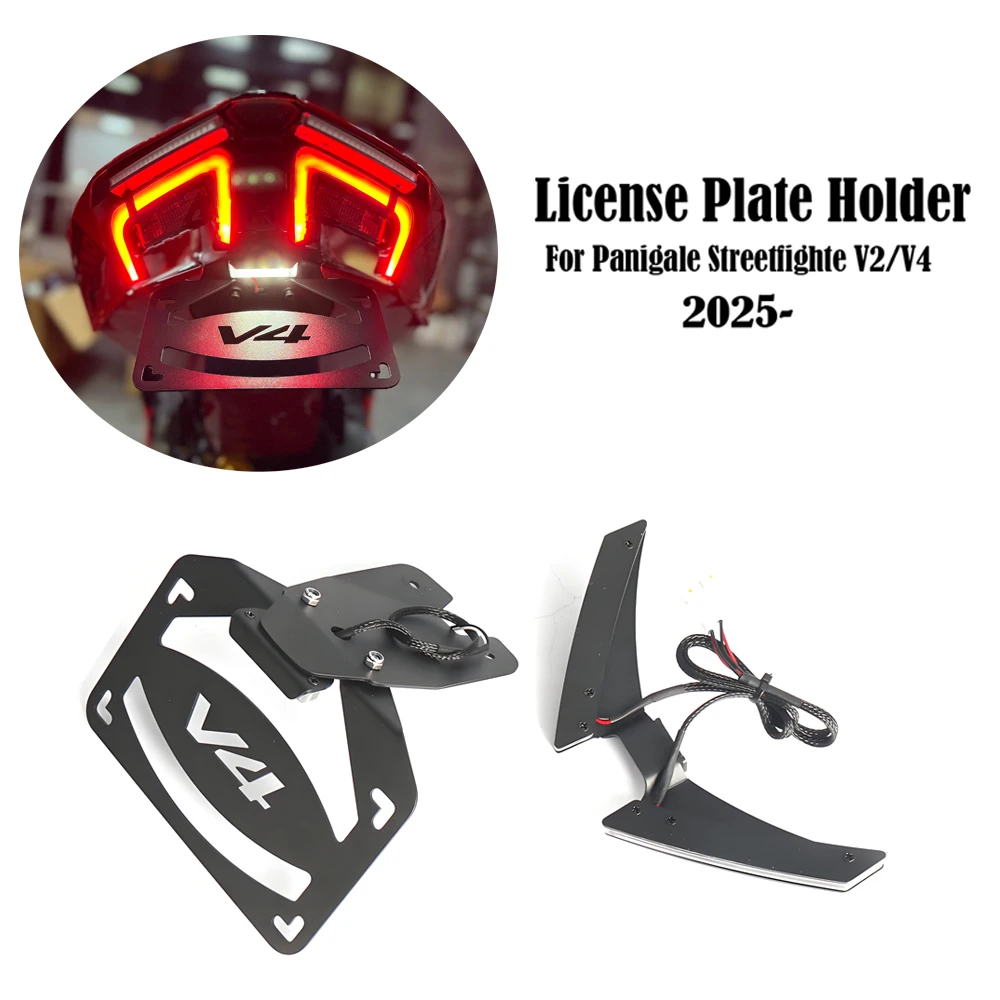 

License Plate Holder For Ducati Panigale V2 V4 V4S Streetfighte V4 V2 2025 Motorcycle Rear Tail Tidy Turn Signal Integrated