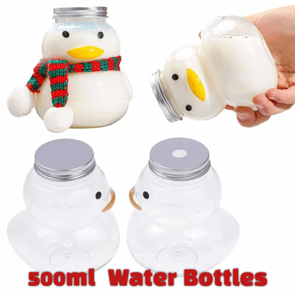 PET Plastic Cartoon Milk Tea Bottle Transparent Thickened Milk Tea Juice Cup 500ml Empty Empty Duck Water Bottle