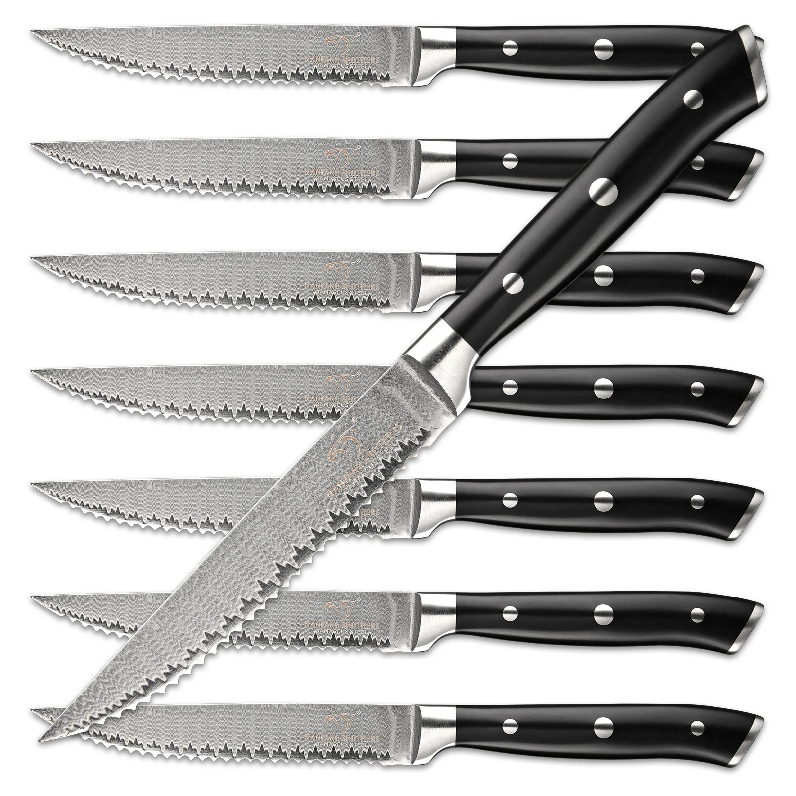 8 Pieces VG10 Damascus Steel Steak Knife Set  Comfort Grip Ergonomic Handle Wood Gift Case for Family Dinners Restaurant Home Steak Meal Preparation view 7