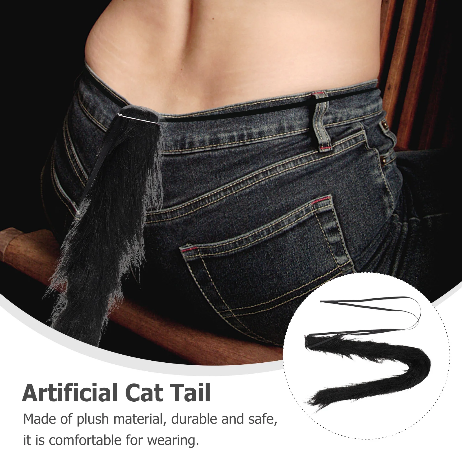

2Pcs Cat Tail Costume Accessory Comfortable Safe Material Halloween Party Cosplay Role Playing Supplies Animal Tail