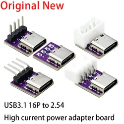 USB3.1 16P to 2.54 high current power conversion board is inserted on both sides of the TYPE-C motherbase test board