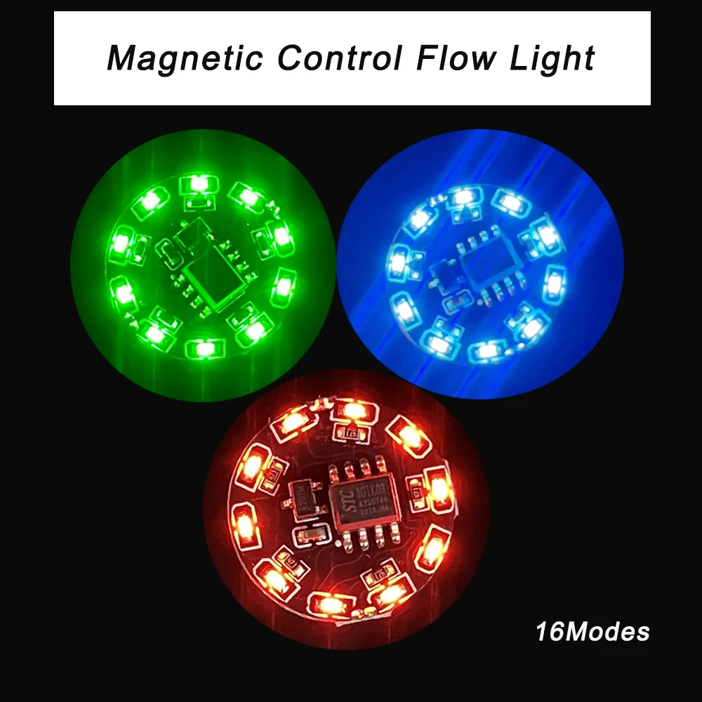 1Pc 16Modes Magnetic Control Flow Light Switching Magnetic Control Led Lamp Robots Toys for Diy Model Making With Battery