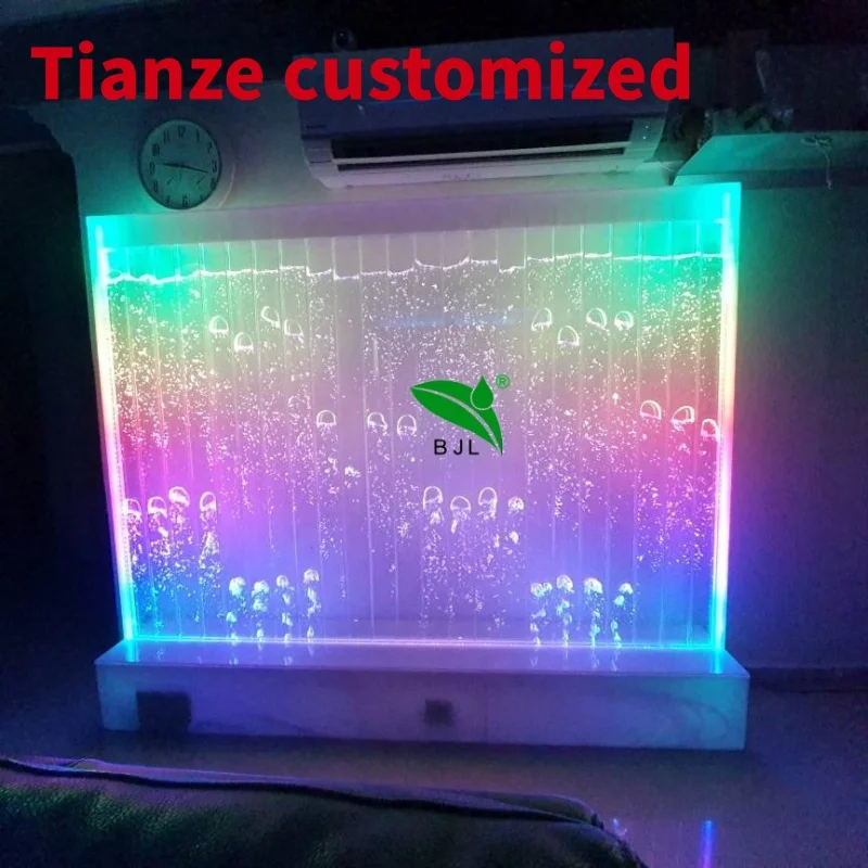 

(Customized) customized made indoor decoration water features LED acrylic wedding color changing led movable water bubble wall b