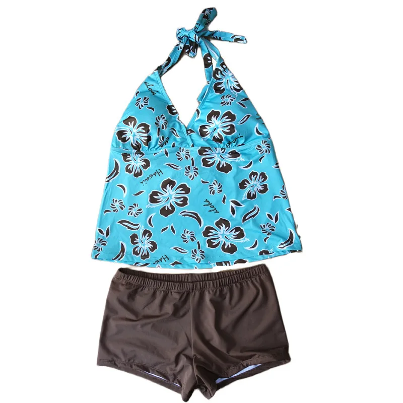 American Beach Aesthetics Sweet Style Bikini Set Y2K Millennium Hot Girls Retro Style V-neck Hanging Neck Strap Top Shorts Set