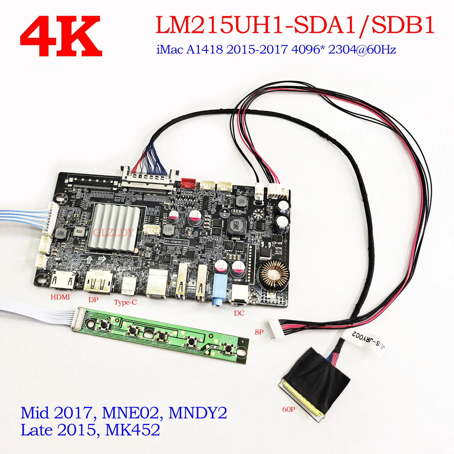 

LCD Screen controller LCD Monitor Driver For 4K iMac A1418 LM215UH1-SDA1 LM215UH1-SDB1 4096*2304 LCD Panel Type-C DP HDMI USB