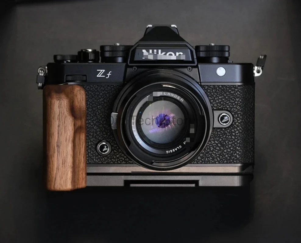 Ebony Walnut Lightweight Wooden Hand Grip Quick Release L Plate Bracket Mount Clamp Tripod Base for Nikon ZF Digital Camera