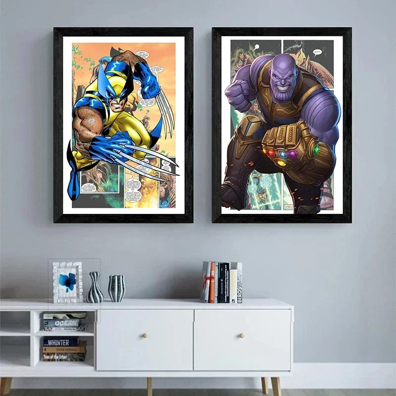 1PCS frameless Marvel Avengers Comic Poster Spiderman Iron Man Hurk Posters Superhero Canvas Painting Wall Art Home Decor - view 5