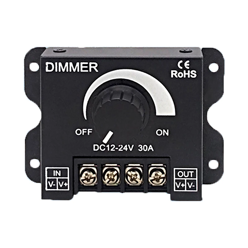 

LED Dimmer Adjustable Brightness Lamp Bulb Strip Driver Single Color Light Power Supply Controller 8A 30A DC 12V 24V