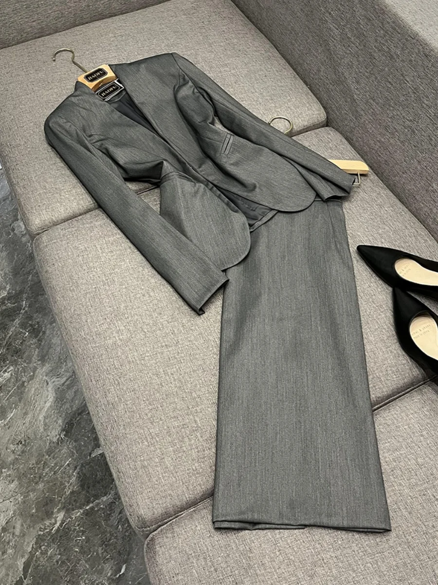 

Ele Women's Suit Jaet Slim Fit Commute Two-Piece Set A-Line Skirt Faionable Outerwear Bodycon Sle Workwear