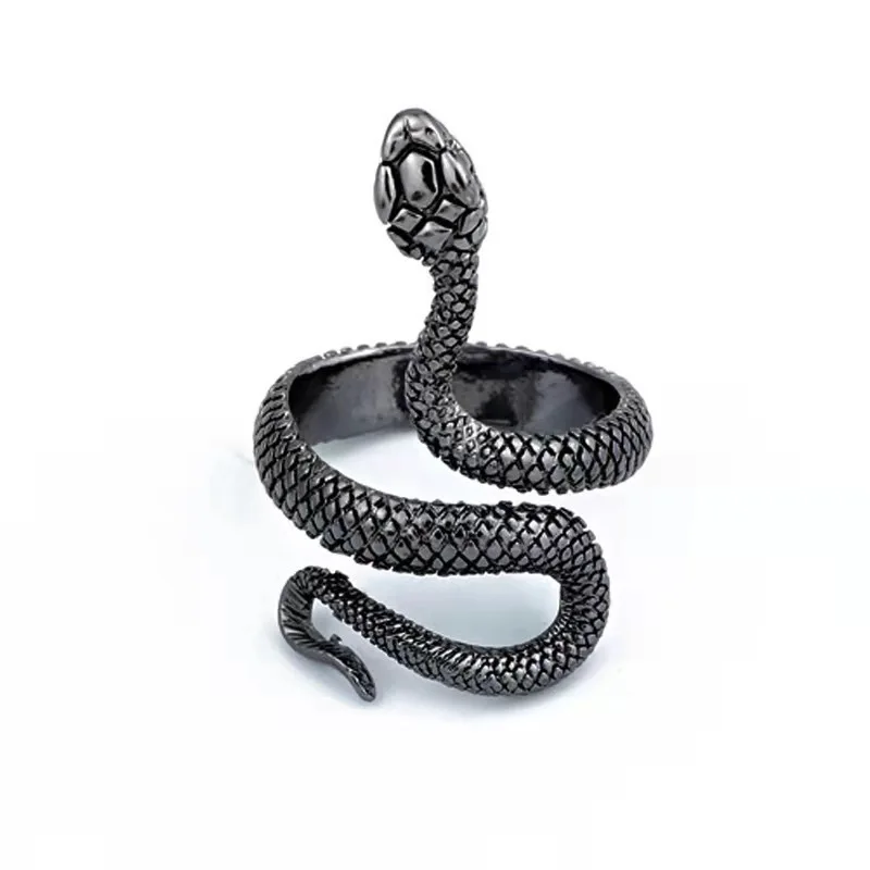 2pcs Simple Personality Retro Metal Snake-shaped Ring Novelty Esthetic Advance Guard Unisex Adjustable Trendy Jewelry Accessorie