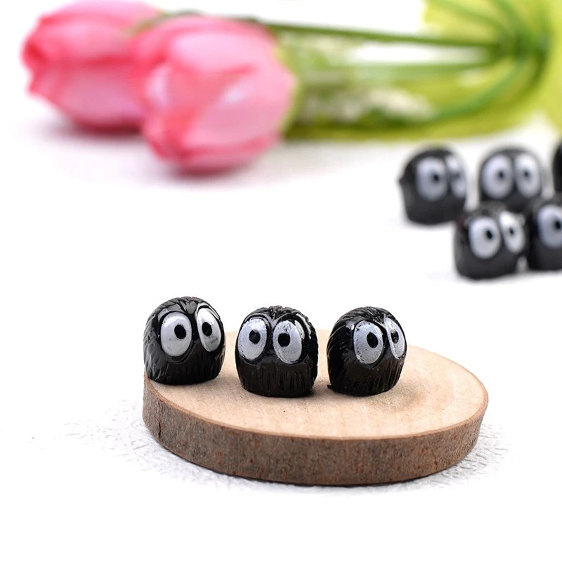 10/20/30Pc Black Briquettes Elfs Mini Dust Ball Figure Anime Totoro Miniature Figurines Fairy Garden Ornaments Home Accessories