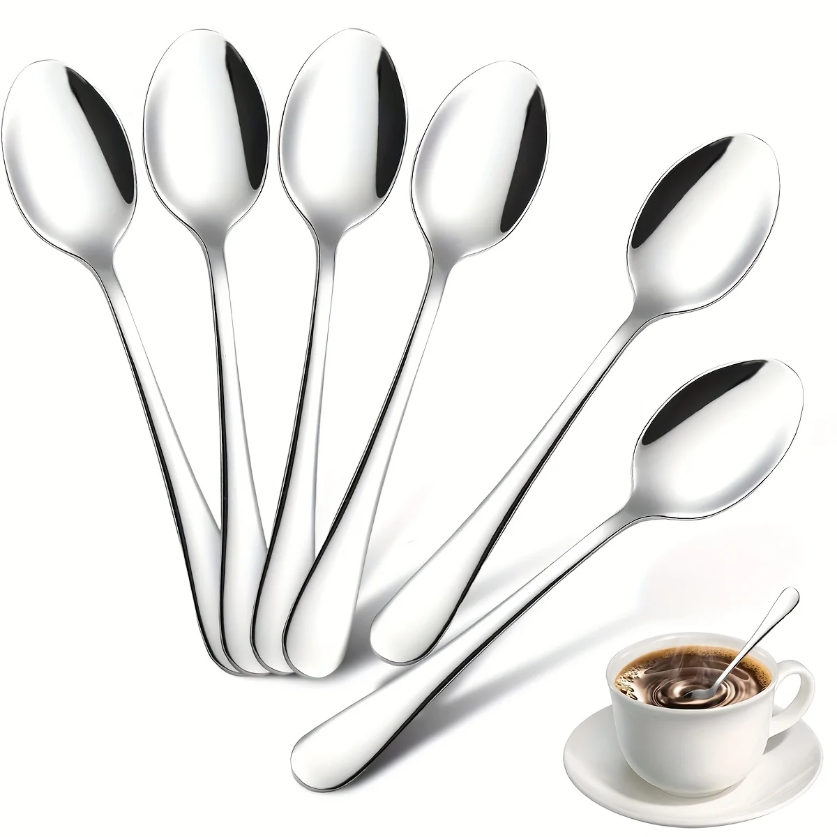 6 Pieces Espresso Spoon Set, Stainless Steel Coffee Spoon - Length 4.72 in Mini Coffee Spoons for Coffee, Hot Tea for Coffee Bar
