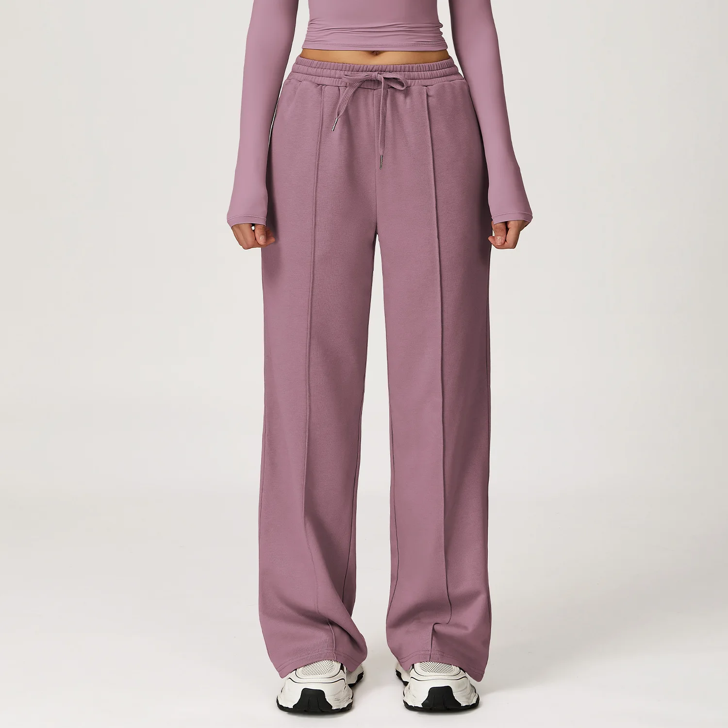 

Autumn Winter High Waist Sports Sweatpants Loose Fit Pockets Straight Leg Casual Pants Active Workout Fitness Gym Running Pants