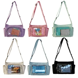 E74B Clear Shoulder Bag Large Capacity Crossbody Bag Student School Bag Harajuku Itabag Girls Messenger Bag for Pin Display