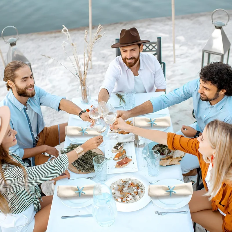 Starfish Napkin Rings Set Of 12 Ocean Coastals Nautical Wedding Holiday Party Beach Table Decor