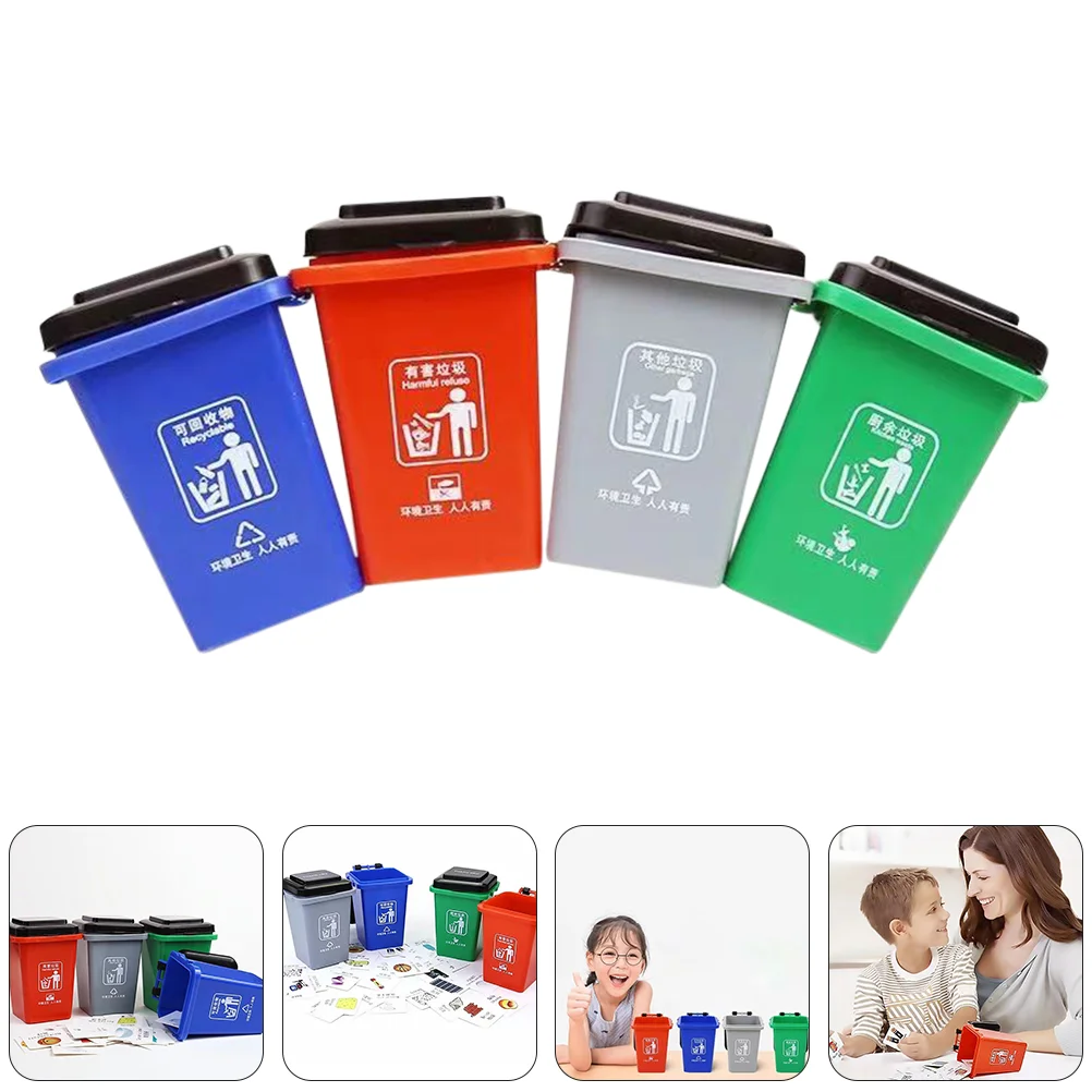 Trash Can Teaching Aids Mini Truck Cans Kids Early Education Classification Toy Push Vehicles Garbage Plastic Child