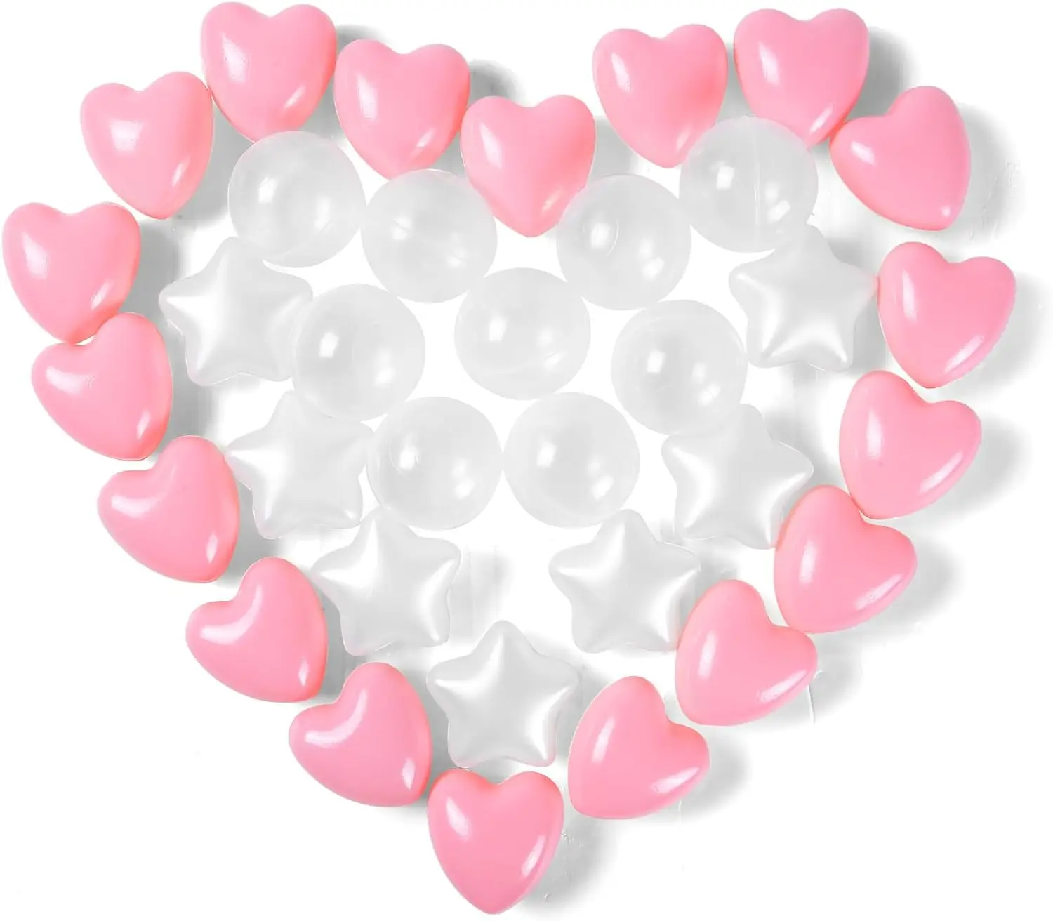 Ball Pit Balls 100PCS Pink+Pearl White+Clear, Plastic Balls for Toddlers Phthalate Free Crush Proof Balls in Reusable Play Toys