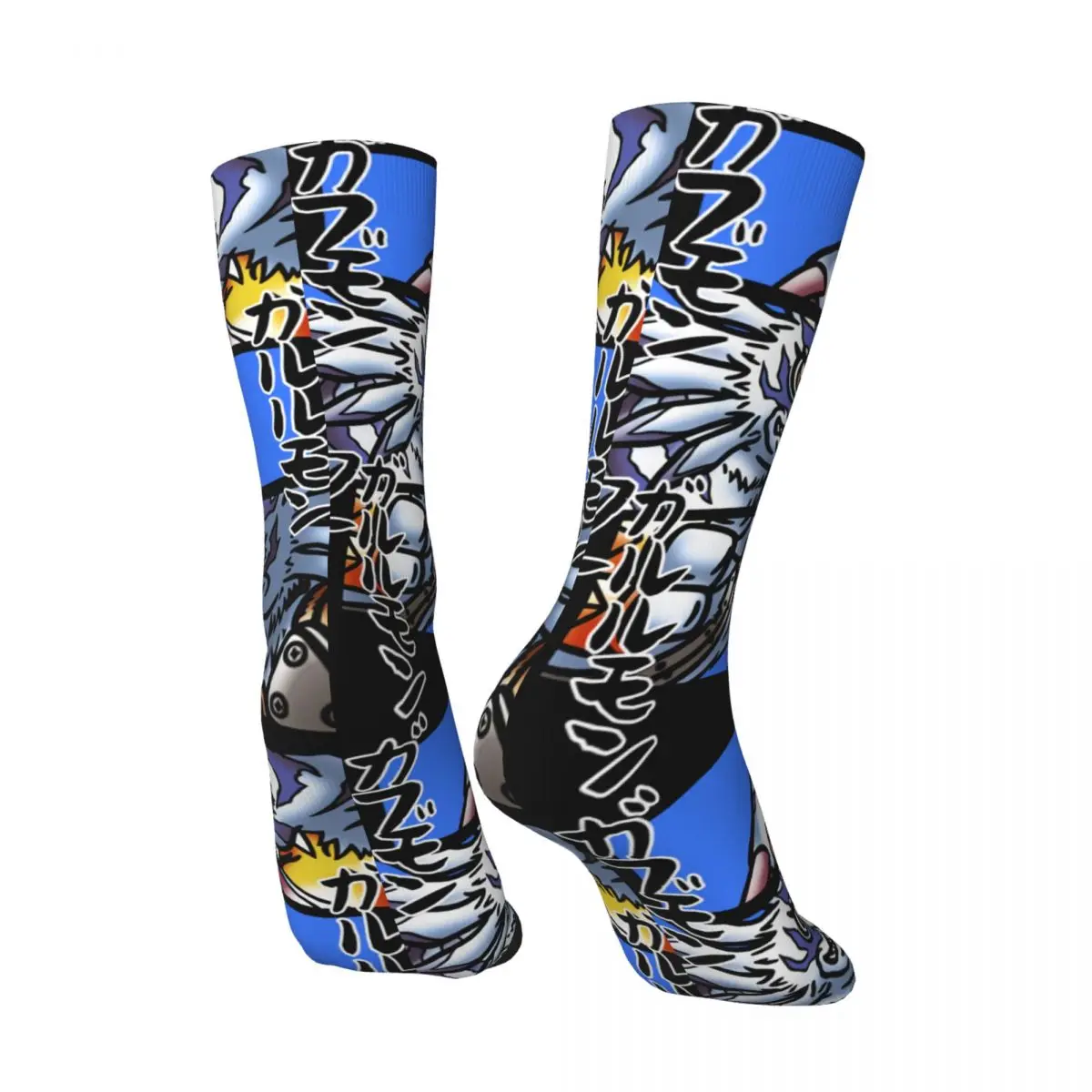 Hip Hop Vintage Friendship Gabumon Crazy Men's Compression Socks Unisex Digital Monster Manga Harajuku Pattern Printed Crew Sock