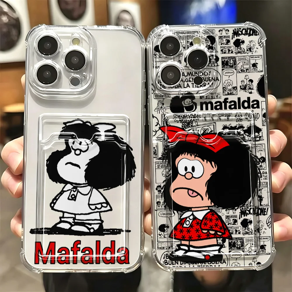 Cute M-Mafaldas Girl Card Hold Case for Samsung Galaxy A17 A07 A56 A36 A26 A55 A35 A06 A24 A14 A54 A15 A25 A34 A23 4G 5G Cover