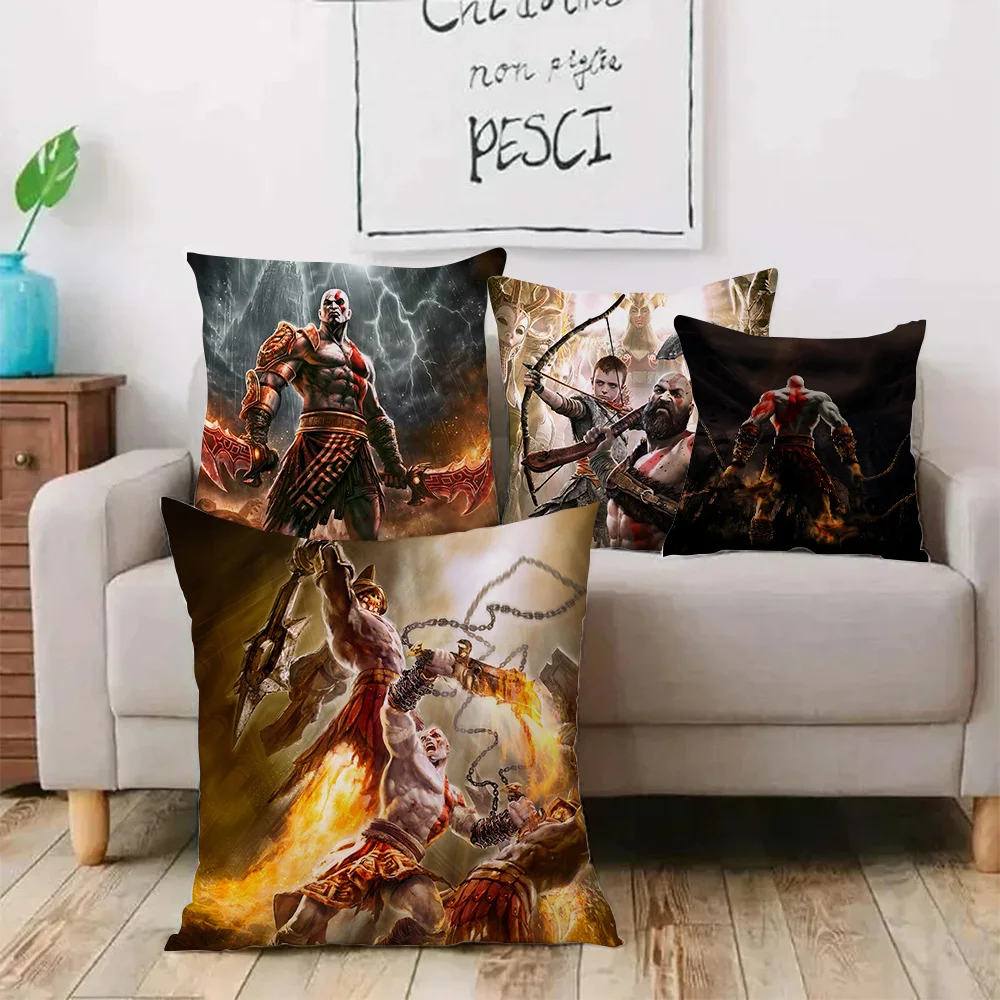 G-God Of W-War Pillow Covers Cartoon Sofa Decorative Home Double-sided Printing Short Plush Cute Cushion Cover