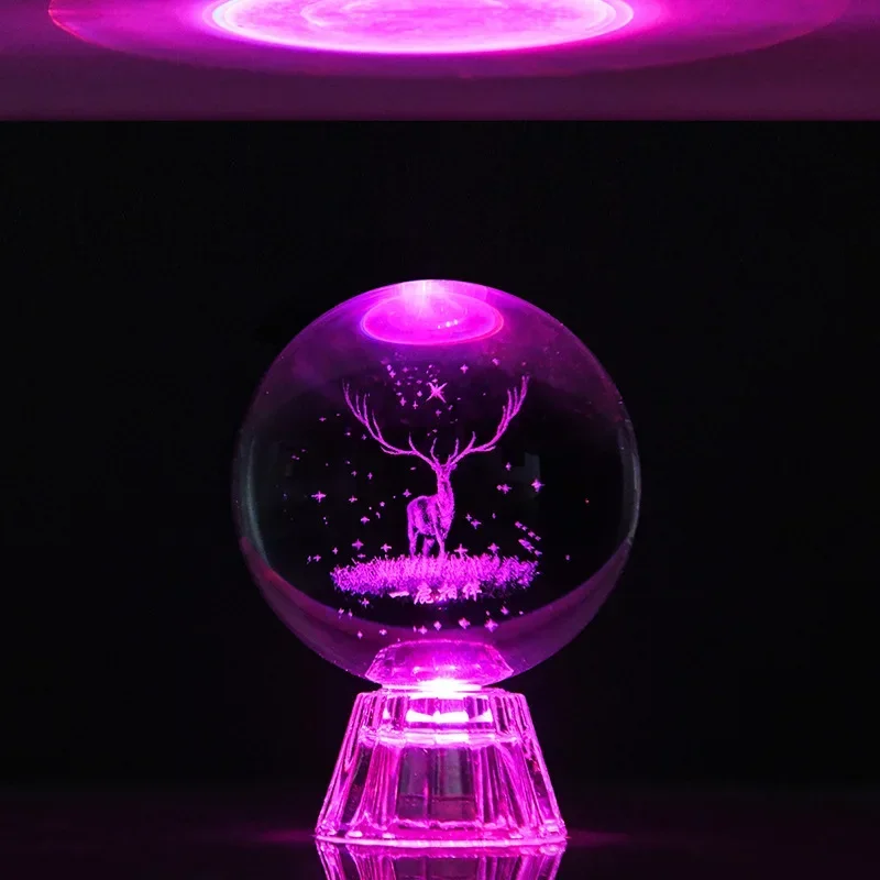 3D Crystal Ball Laser Engraving 12 Constellation Solar System deer Bear Globe Astronomy Birthday Gift Home Desktop Decoration