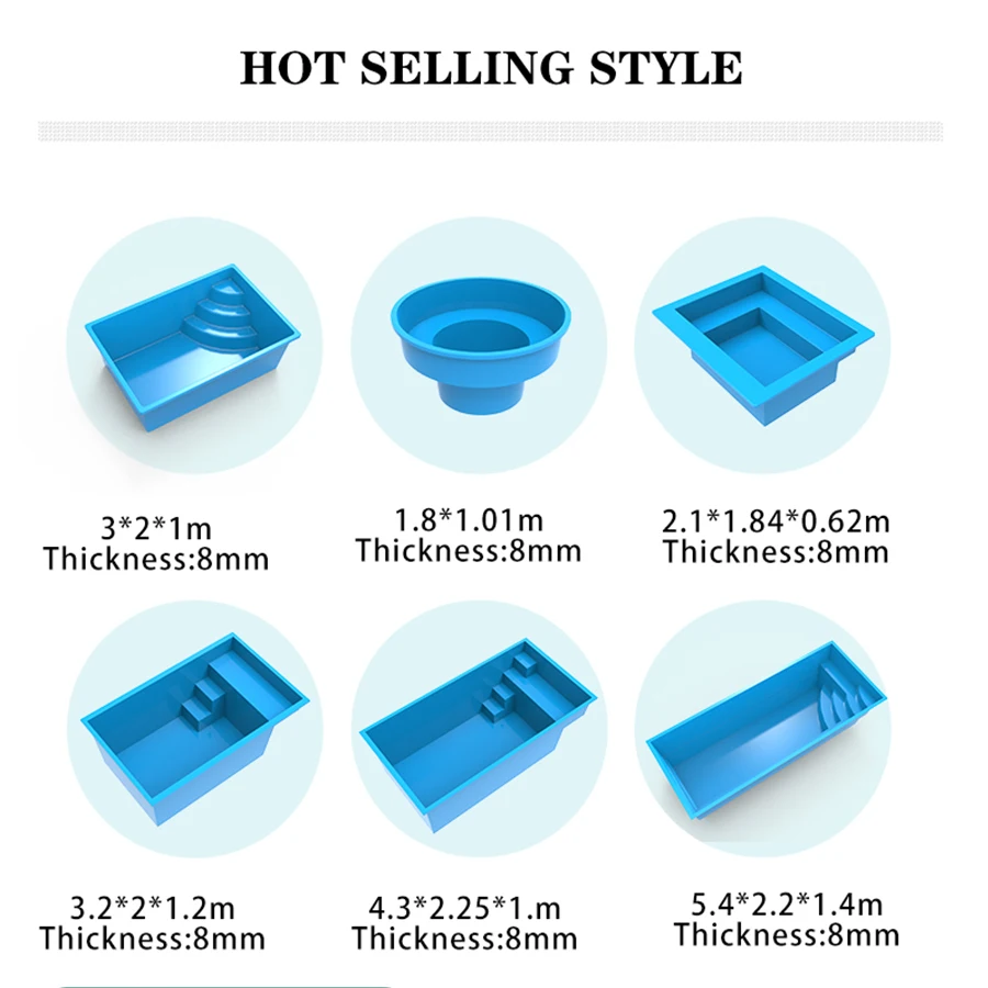 1m 2m 3m Family  Swim Spa Pool Outdoor Above Ground Pool Outdoor Piscina Piscine Fiberglass Plunge Swimming Pool
