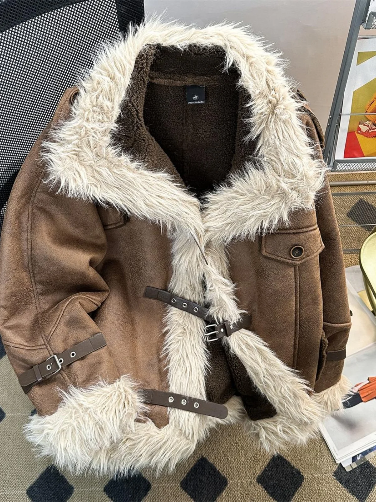 

Кожаные куртки с меховым воротником-стойкой и пряжкой, зимние уличные толстые теплые женские пальто, универсальная модная верхняя одежда с длинными рукавами