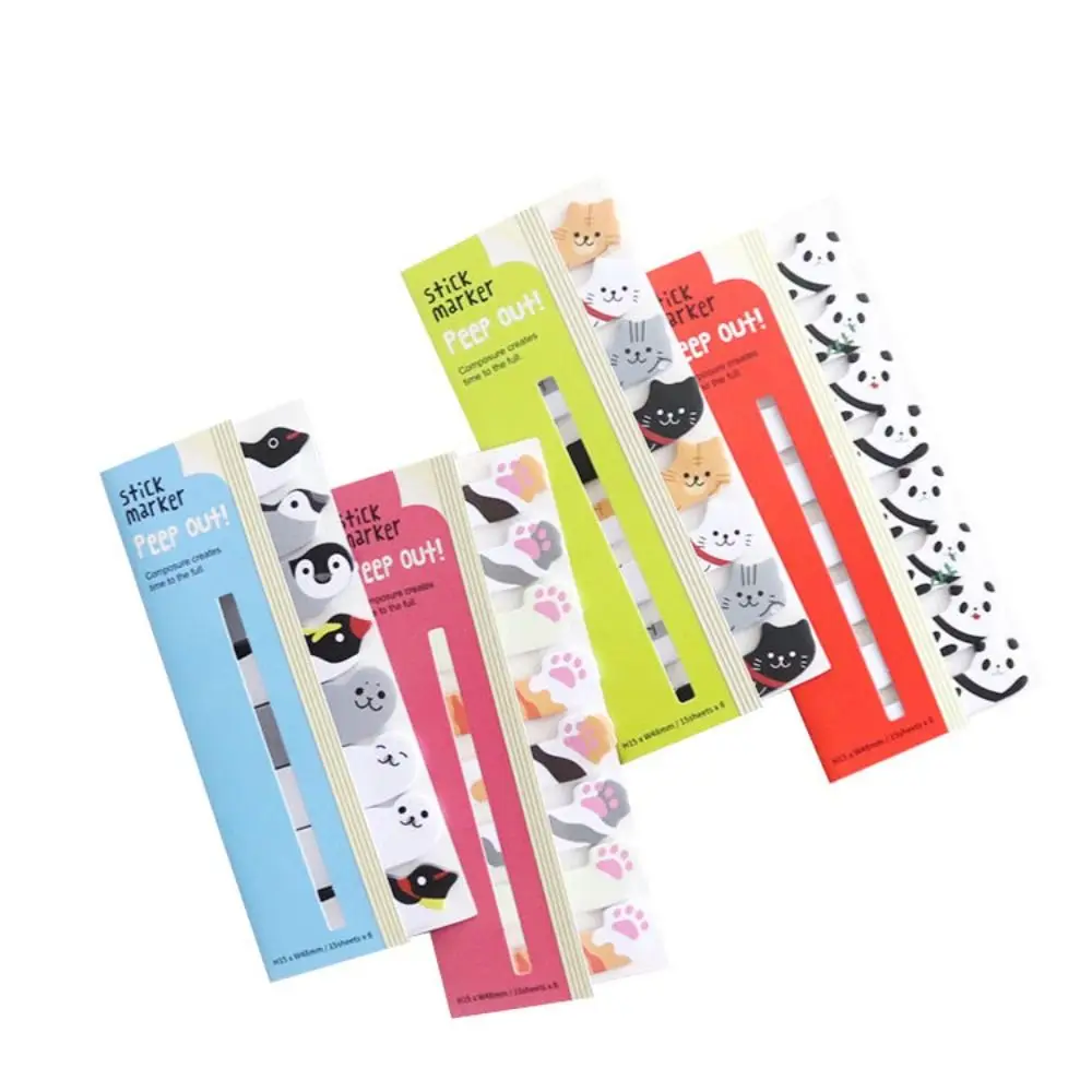 Kawaii Paper Cartoon Animals Marker, Staacquering Cartoon Memo Pad Notes, Label Stickers