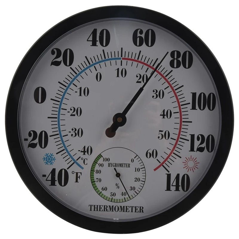 2X 10 Inch Indoor Outdoor Weather Thermometer/Hygrometer For Patio, Wall Decorative, No Battery Needed