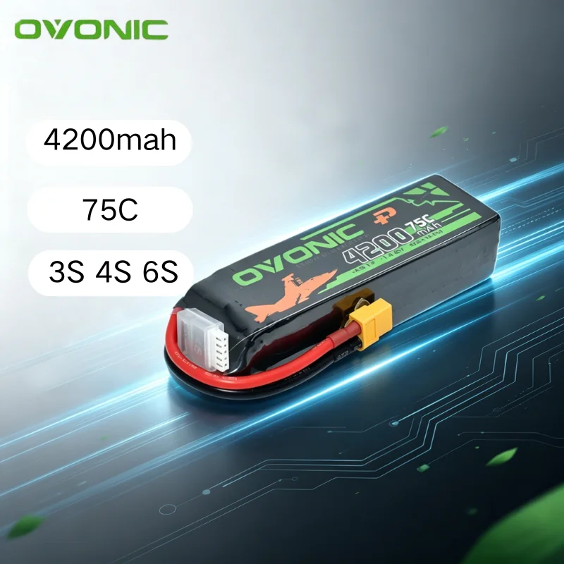 Ovonic 4200mAh 75C 11.1V 14.8V 22.2V Lipo Battery For RC Helicopter Quadcopter FPV Racing Drone Parts With XT60 Plug