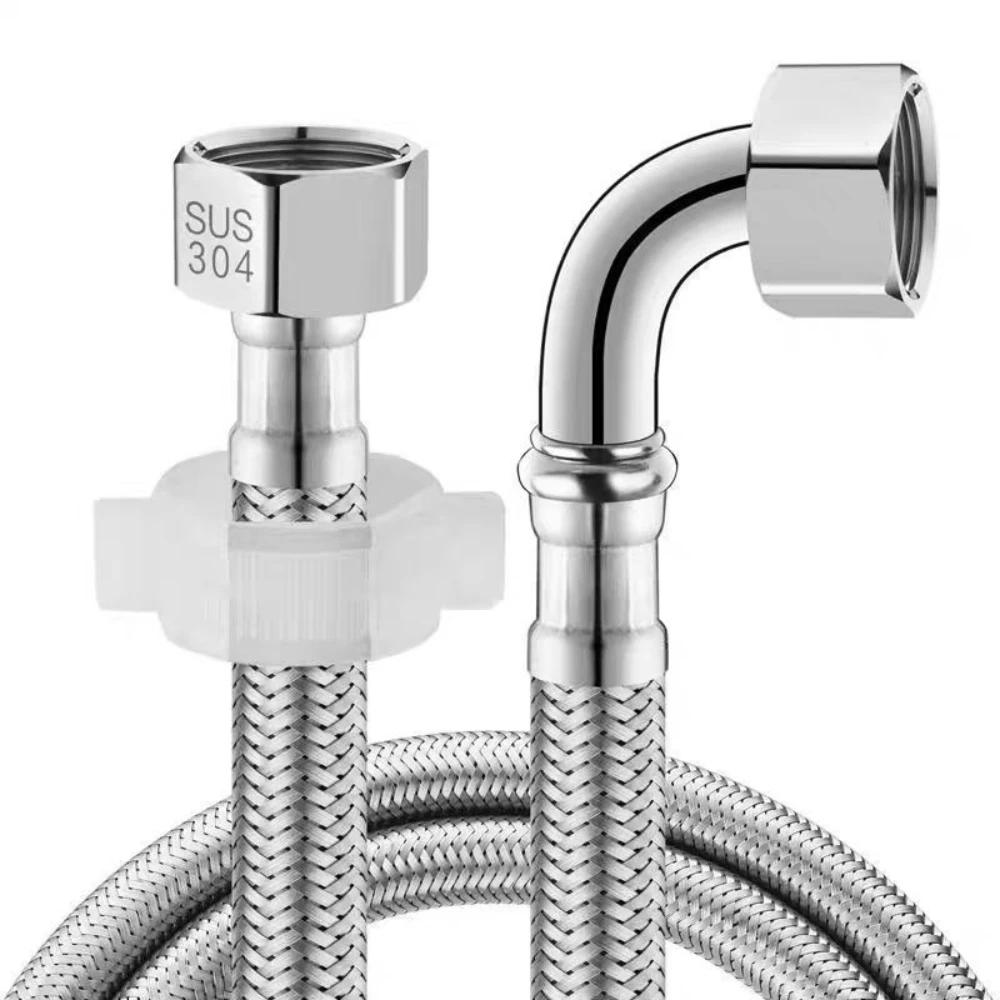 90 °   com uma tubulação de curvatura tubo de entrada de vaso sanitário 304 tubo de tecido de aço inoxidável metal ângulo reto tubo à prova de explosão de água quente fria