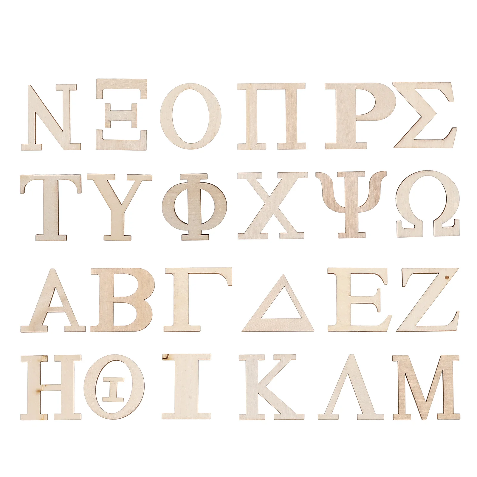24pcs Alphabet Wood Chips Natural Beige Learning Greek Letters Matching Game Puzzle Educational Toy