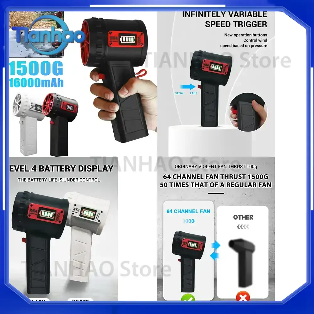 For 64mm Ducted Violent Turbo Fan Handheld High Speed Brushless Powerful Hair Dryer