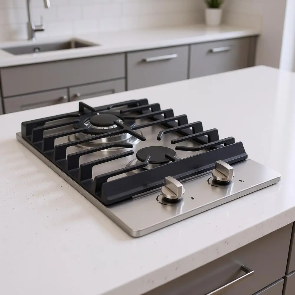 

12 Dual-Fuel Built-in Gas Cooktop with 2 High-Efficiency Burners, Stainless Steel, G/NG Convertible