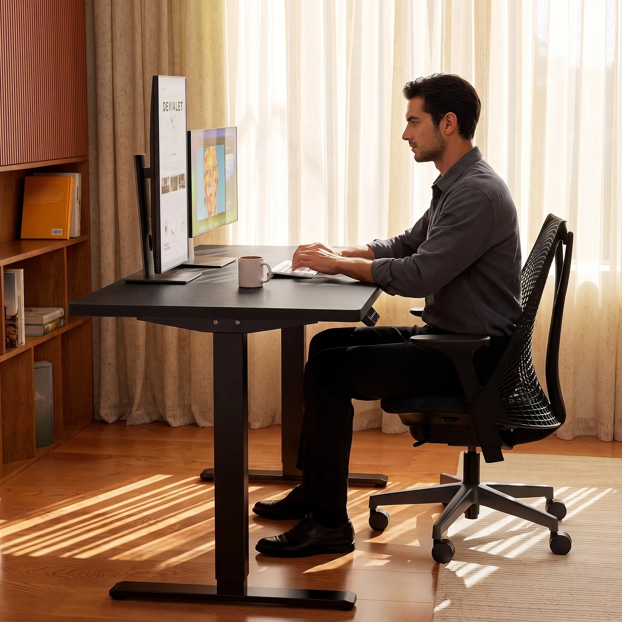 Electric Height Adjustable Standing Desk 63×28