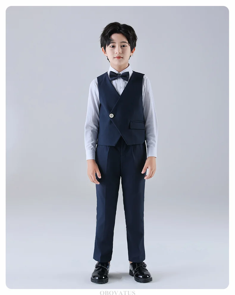 Luxuriöses Kinder-Anzug-Set für Teenager-Jungen, Hochzeit, Party, Jubiläum, Kleidungsset, 4-teilig, Kinder-Schuluniform-Outfit – Detail 3