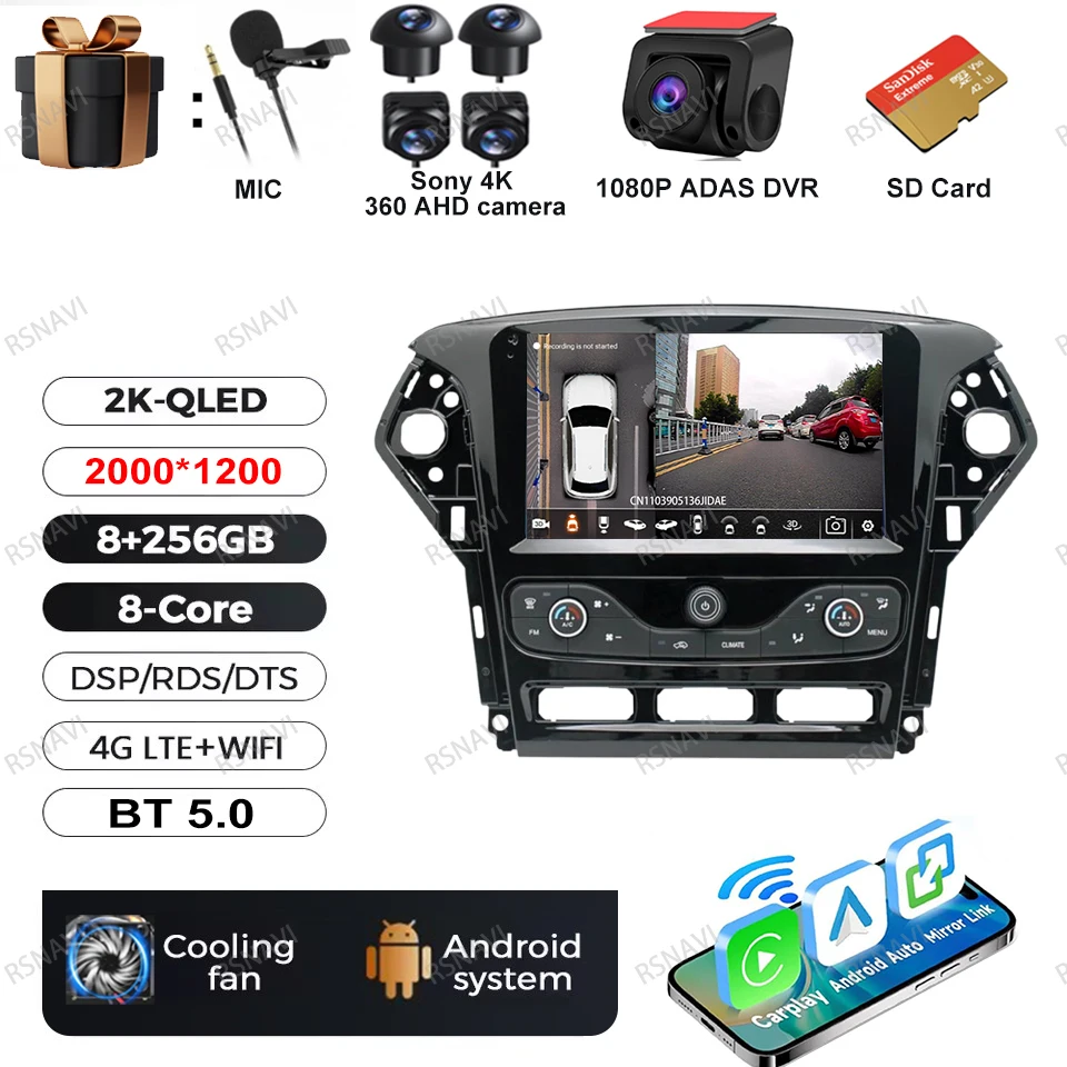 Autoradio Android 15 Voor Ford Mondeo MK4 2007-2014 DVD Viedo Speler BT 4G LTE GPS DSP Head Unit multimedia Stereo Navigatie