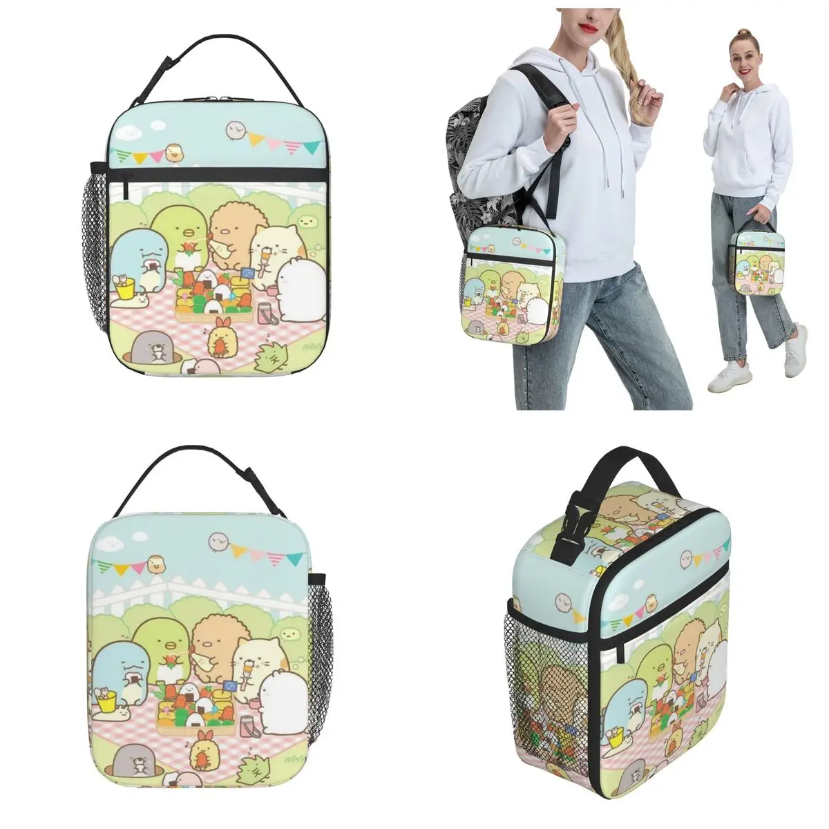 Sumikko Gurashi Kawaii الأبيض الدب ميرش معزول حقيبة حمل الغداء للخارجية الغذاء الحاويات قابلة لإعادة الاستخدام الحرارية برودة صناديق الغداء #2