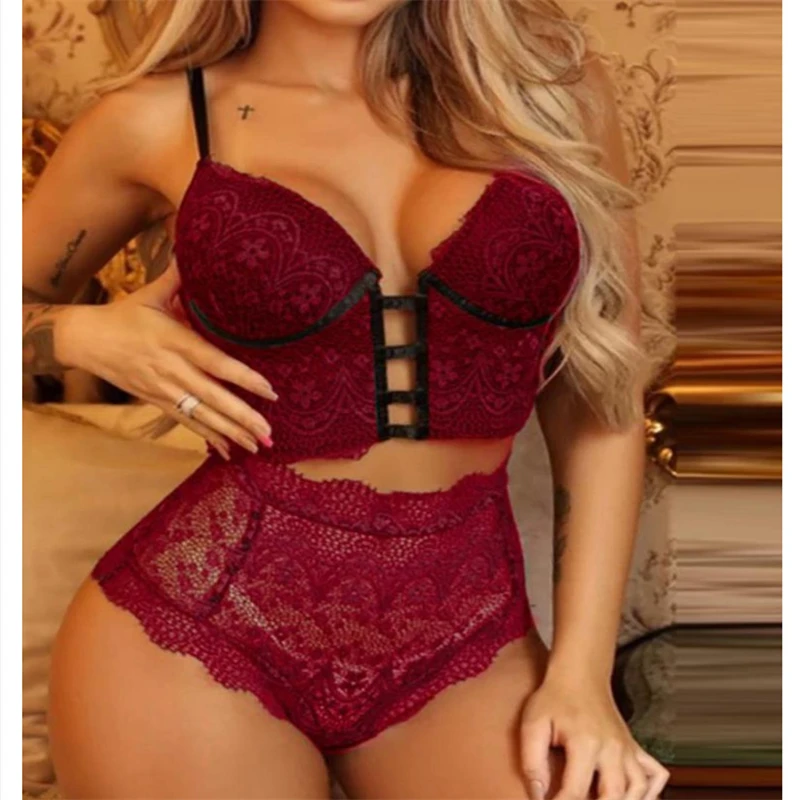 2022 Women Seamless Bra Set Sexy Thong High Waist Panties Wire Free Bra Bralette Lingerie Brassiere Lace Female Underwear Set