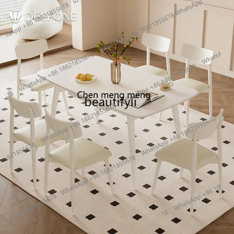 z183 Dining table variable round table small apartment modern simple cream style square and round retractable dining table