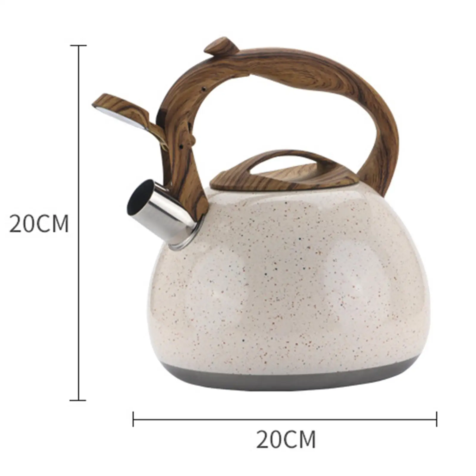 Bouilloire à thé à sifflet fort pour cuisinière, théière en acier inoxydable avec manche en bois, eau bouillante, café de camping, 3L