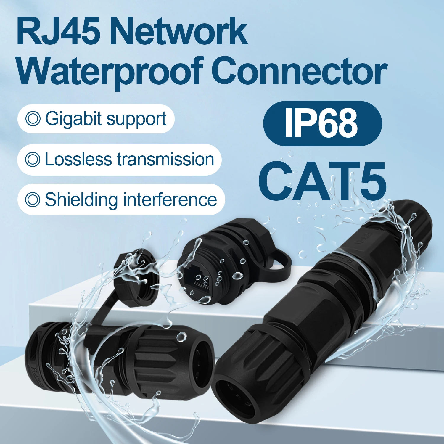 

IP68 CAT5 RJ45 Waterproof Connectors M21 Straight Joint Dustproof Extender Female 8 Pin PA66 Rj45 Panel Mount for Outdoor