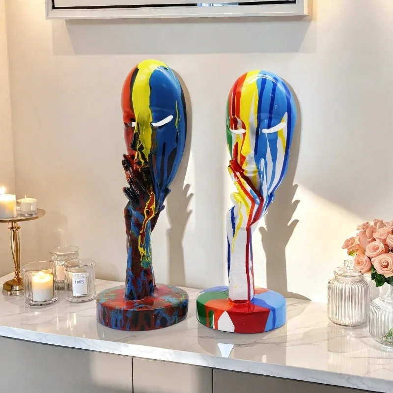 

Camouflage Modern Creative Painting Abstract Mask Decoration Home Wine Cabinet Office Decoration Desktop Decoration Handicrafts