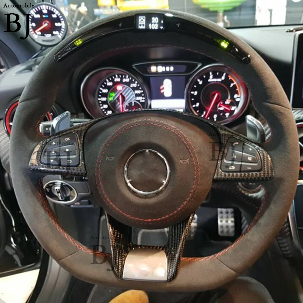 LED Carbon Fiber Steering Wheel Fit For Benz Mercedes AMG CLA GLC GLB GLS GLE C63 E63 W205 W213 Sport Wheel